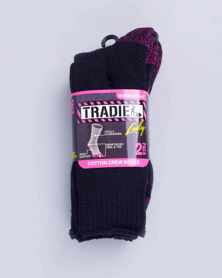 Tradie Lady 2pk Cotton Crew Sock